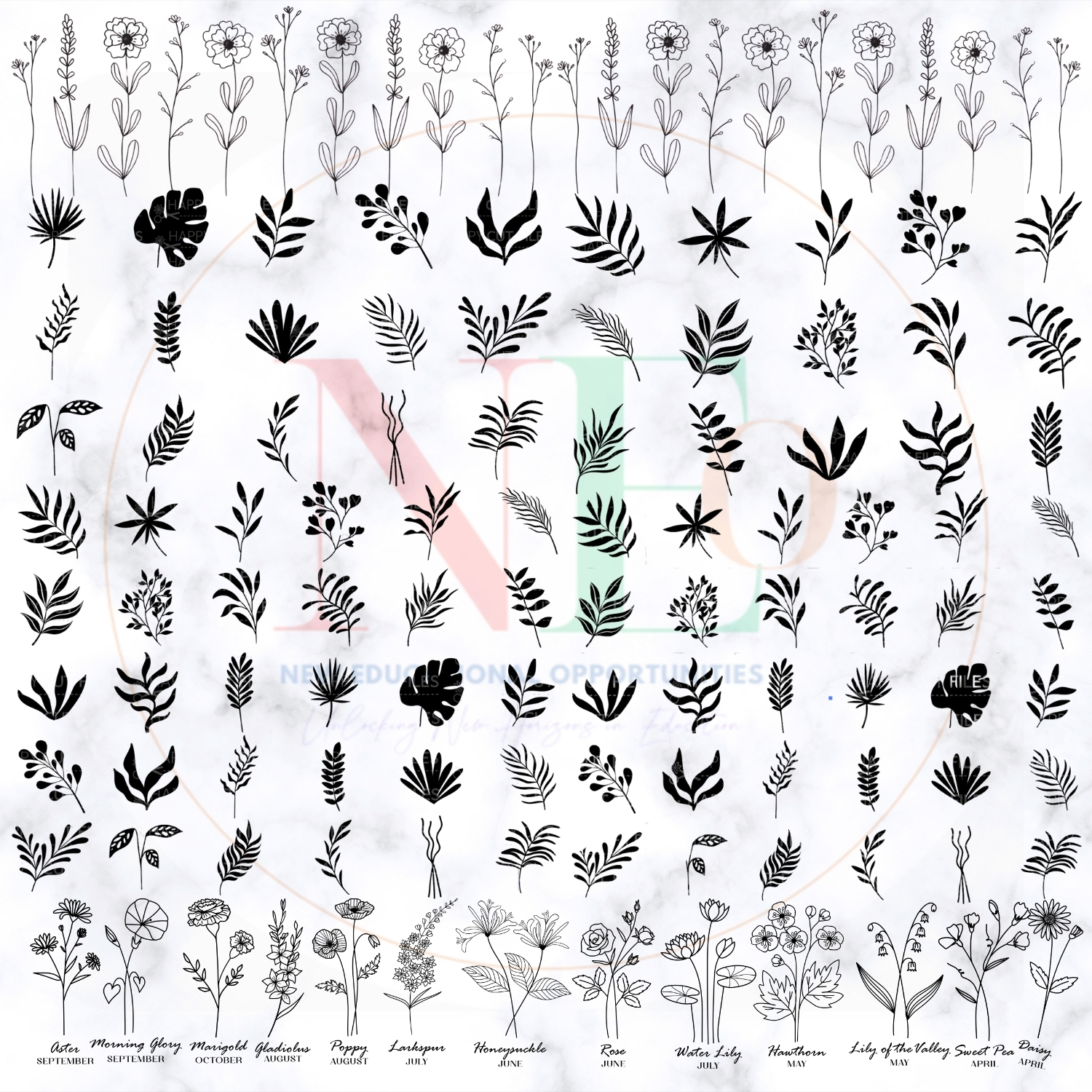 minimalist wild blooms & botanical sticker pack minimalist wild blooms & botanical sticker pack