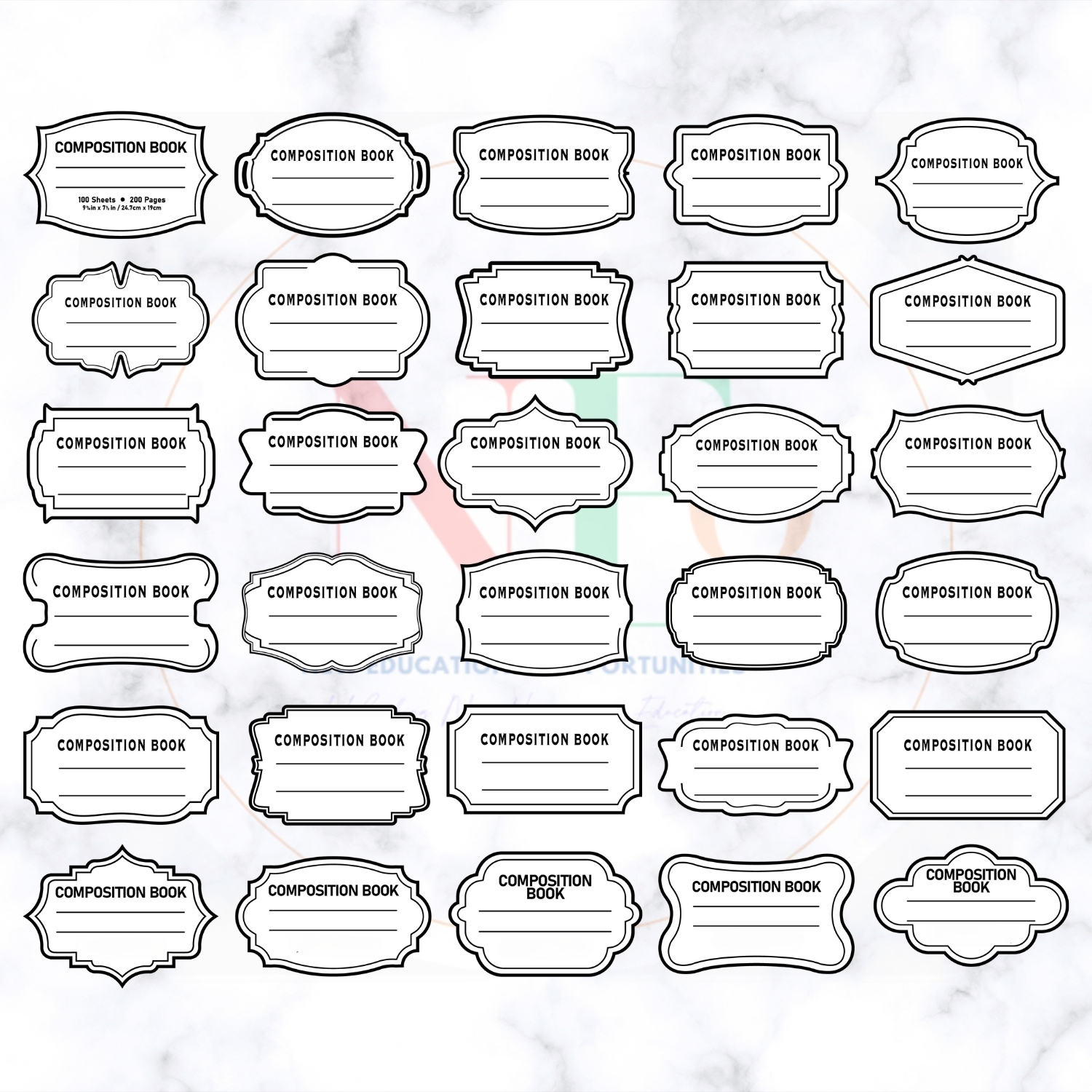 notebook label bundle: vintage & modern designs for composition books notebook label bundle: vintage & modern designs for composition books