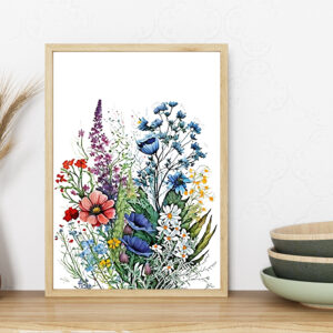 natural beauty: enchanting wildflower and rose watercolor wall art