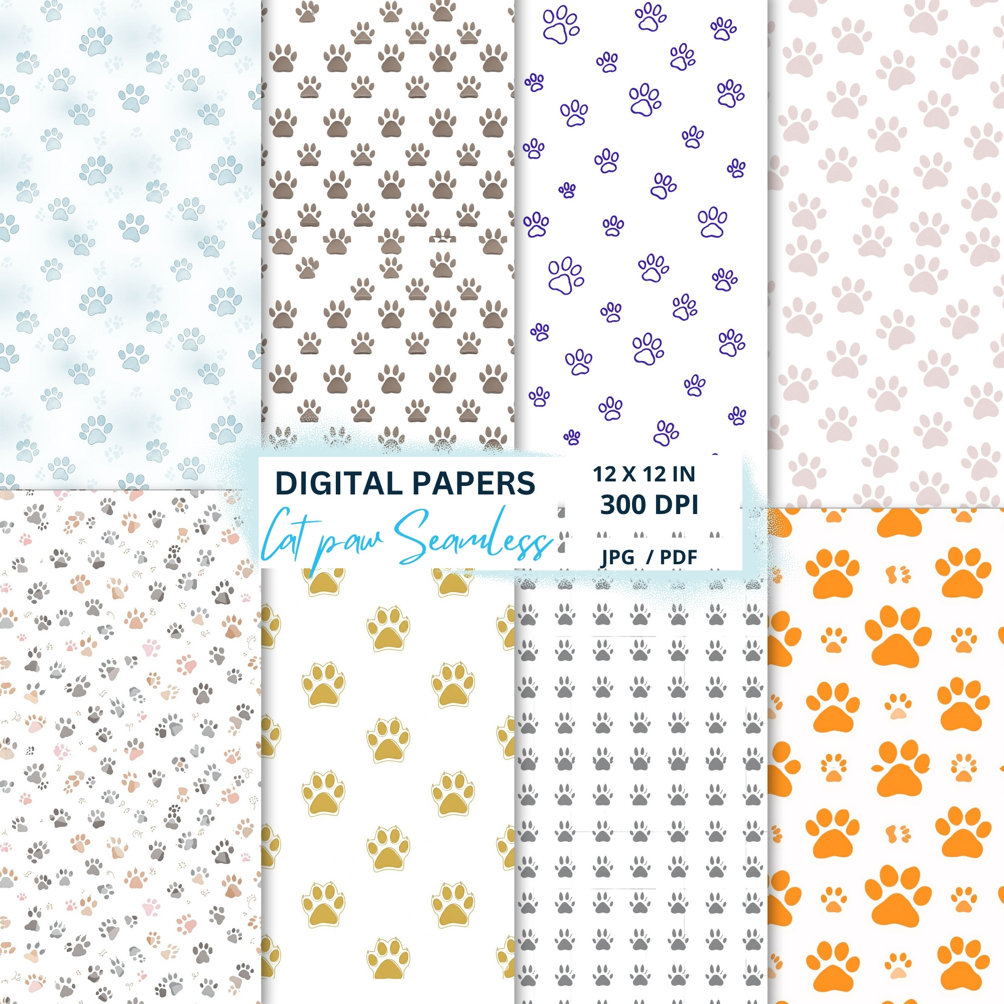 minimalist cat paw print paper pack,seamless cat paw digital paper minimalist cat paw print paper pack,seamless cat paw digital paper