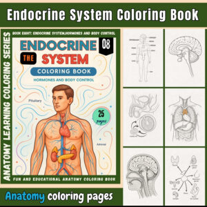 anatomy: endocrine system coloring book for adults