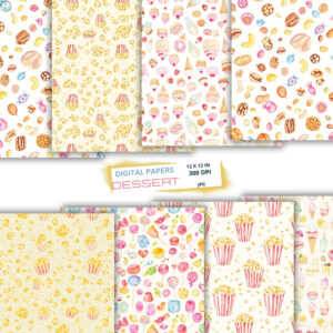 gourmet desserts digital paper pack,sweet treats patterns