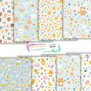 minimalist elegant nursery digital paper bundle